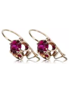 Boucles d'oreilles argent plaqué or rose 925 rubis vec035rp Vintage