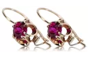 Boucles d'oreilles argent plaqué or rose 925 rubis vec035rp Vintage