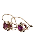 Silver rose gold plated 925 ruby earrings vec035rp Vintage Russian Soviet style