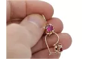 Silver rose gold plated 925 ruby earrings vec035rp Vintage Russian Soviet style
