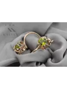 Silver rose gold plated 925 peridot earrings vec035rp Vintage Russian Soviet style