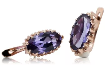 Сережки александрит з рожевого золота 585 проби vec174 Vintage