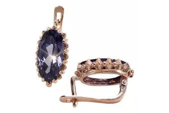 Kolczyki z różowego czerwonego 14k złota 585 z aleksandrytem vec174 Vintage