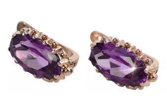 Серьги с розовым аметистом из золота 14 карат 585 пробы vec174 Vintage