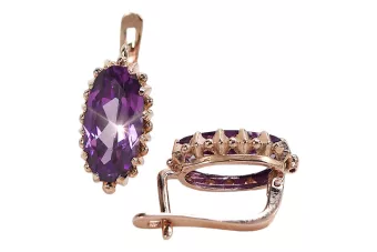 Серьги с розовым аметистом из золота 14 карат 585 пробы vec174 Vintage