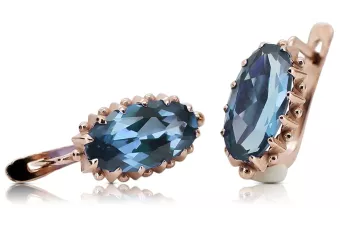 Rose pink 14k 585 gold aquamarine earrings vec174 Vintage