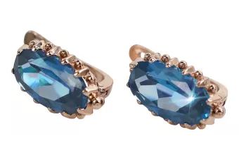 Серьги из розового золота 14 карат с аквамарином vec174 Vintage