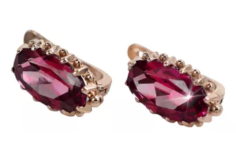 Rose pink 14k 585 gold ruby earrings vec174 Vintage