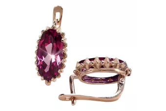 Rose pink 14k 585 gold ruby earrings vec174 Vintage