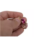 Rose pink 14k 585 gold ruby earrings vec174 Vintage