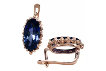 Rose pink 14k 585 gold sapphire earrings vec174 Vintage