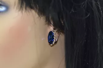 Розови обеци със сапфир от злато 14k 585 vec174 Vintage