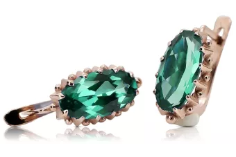 Розови розови златни обеци с изумруд 14k 585 vec174 Vintage