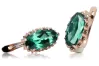 Rose pink 14k 585 gold emerald earrings vec174 Vintage