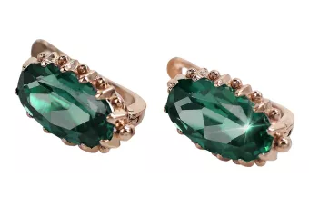 Pendientes de esmeralda de oro rosa rosa 14k 585 vec174 Vintage