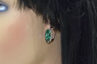 Cercei din aur smarald roz trandafir 14k 585 vec174 Vintage
