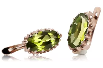 Pendientes de peridoto de oro rosa rosa 14k 585 vec174 Vintage