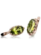Rose pink 14k 585 gold peridot earrings vec174 Vintage
