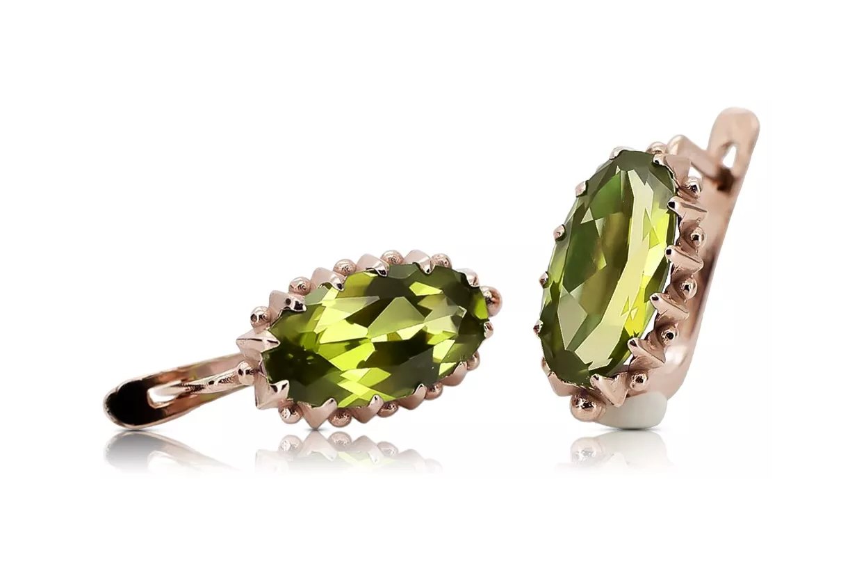 Rose pink 14k 585 gold peridot earrings vec174 Vintage Rose pink 14k 585 gold peridot earrings vec174 Vintage