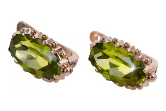 Pendientes de peridoto de oro rosa rosa 14k 585 vec174 Vintage