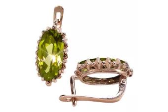 Rose pink 14k 585 gold peridot earrings vec174 Vintage