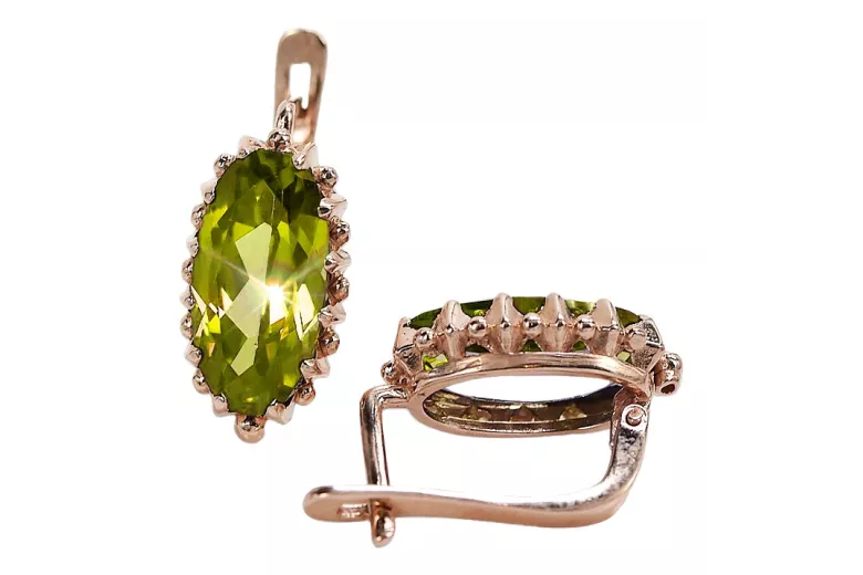 Rose pink 14k 585 gold peridot earrings vec174 Vintage
