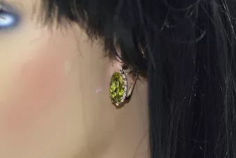 Náušnice s ružovými červenými 14K zlata 585 s peridotomom VEC174 Vintage