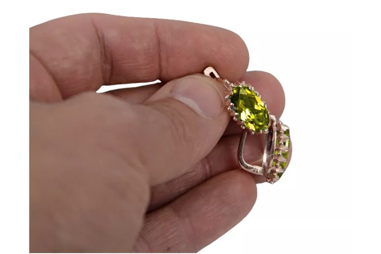 Rose pink 14k 585 gold peridot earrings vec174 Vintage
