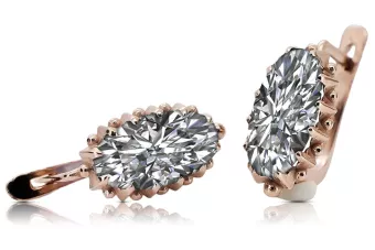 Розови розови обеци с циркон 14k 585 злато vec174 Vintage