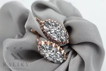 Серьги с цирконом розового цвета из 14-каратного золота 585 пробы vec174 Vintage