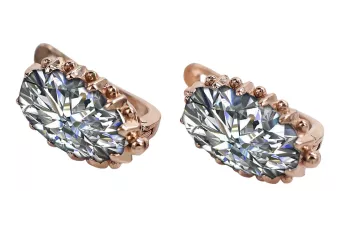 Розови розови обеци с циркон 14k 585 злато vec174 Vintage