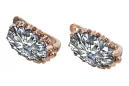 Rose pink 14k 585 gold zircon earrings vec174 Vintage