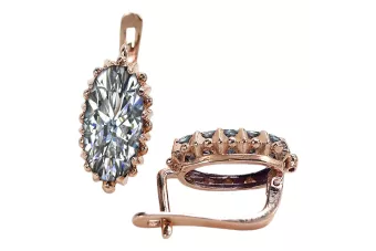 Розови розови обеци с циркон 14k 585 злато vec174 Vintage