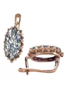 Rose pink 14k 585 gold zircon earrings vec174 Vintage