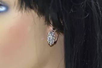 Pendientes de circonita de oro rosa rosa 14k 585 vec174 Vintage