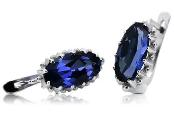 Stříbrné ruské náušnice 925 s Sapphire Vec174S vinobraní