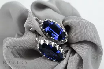 Сребърни 925 винтидж обеци със сапфир vec174s