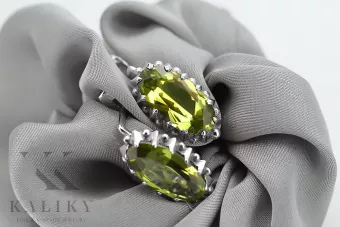 Silber 925 Vintage Peridot-Ohrringe vec174s