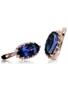 Vintage silver rose gold plated 925 sapphire earrings vec174rp