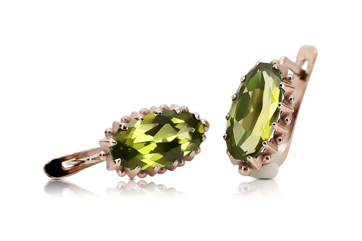 Vintage silver rose gold plated 925 peridot earrings vec174rp