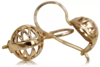 Vintage różowe złoto kolczyki kulki 14k 585 ZSRR Vintage ven074