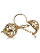 Vintage rose pink 14k 585 gold  Vintage ball earrings ven074