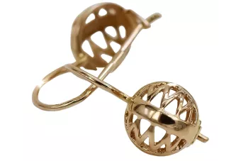 Vintage rose pink 14k 585 gold  Vintage ball earrings ven074