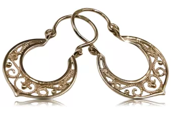 Vintage rose pink 14k 585 gold  Vintage Gipsy earrings ven075