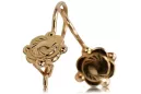 Vintage rose pink 14k 585 gold  Vintage leaf earrings ven082