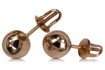 Російська троянда рожева радянська 14к 585 золото СРСР Вінтажні кульові сережки ven085