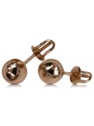 Vintage rose pink 14k 585 gold  Vintage ball earrings ven085