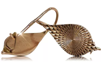 Rosa rusa rosa soviético 14k 585 oro URSS Pendientes de hoja vintage ven086