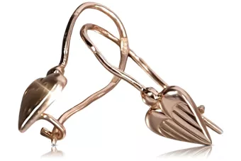 Rosa rusa rosa soviético 14k 585 oro URSS Pendientes corazón vintage ven090