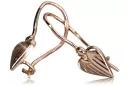 Vintage rose pink 14k 585 gold  Vintage heart earrings ven090